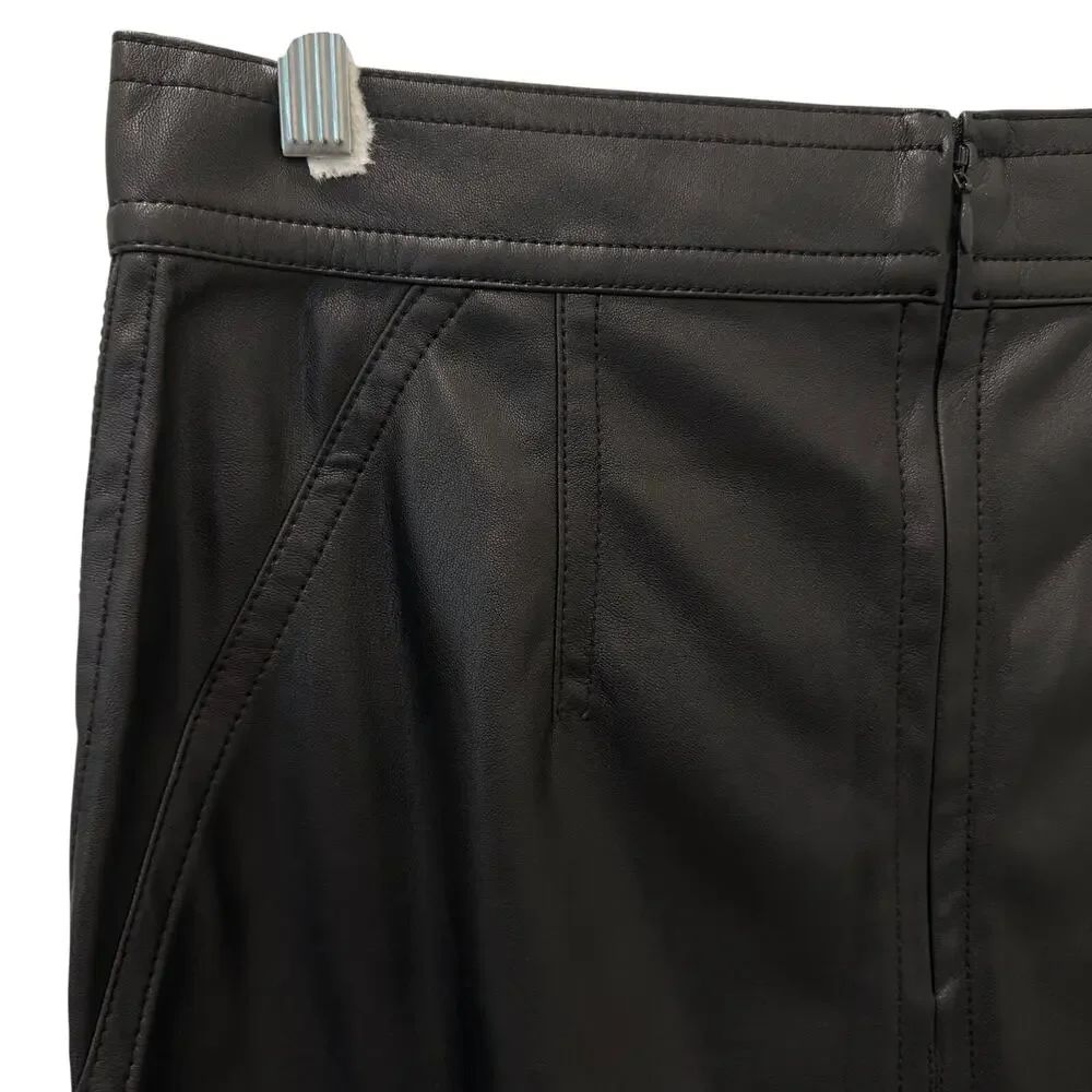 Ann Taylor Women’s Black Faux Leather Pencil Skirt Size 10 Midi Work Office